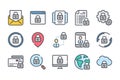 Data protection related color line icon set. Royalty Free Stock Photo